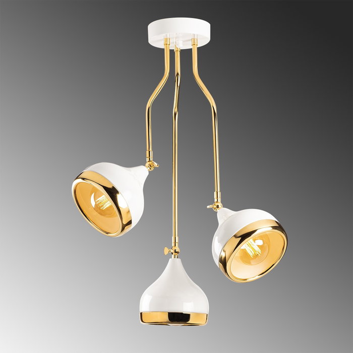 Opviq Lámpara de Araña Blanco y Oro con Altura Ajustable Opviq Lámpara de Araña Blanco y Oro con Altura Ajustable